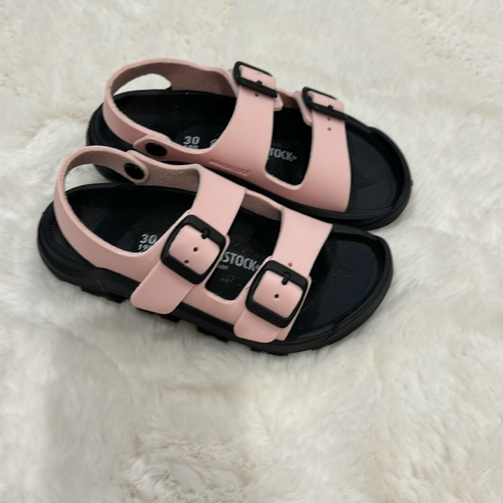 Birkenstock, pink and black sandals euro size 30/US size 12